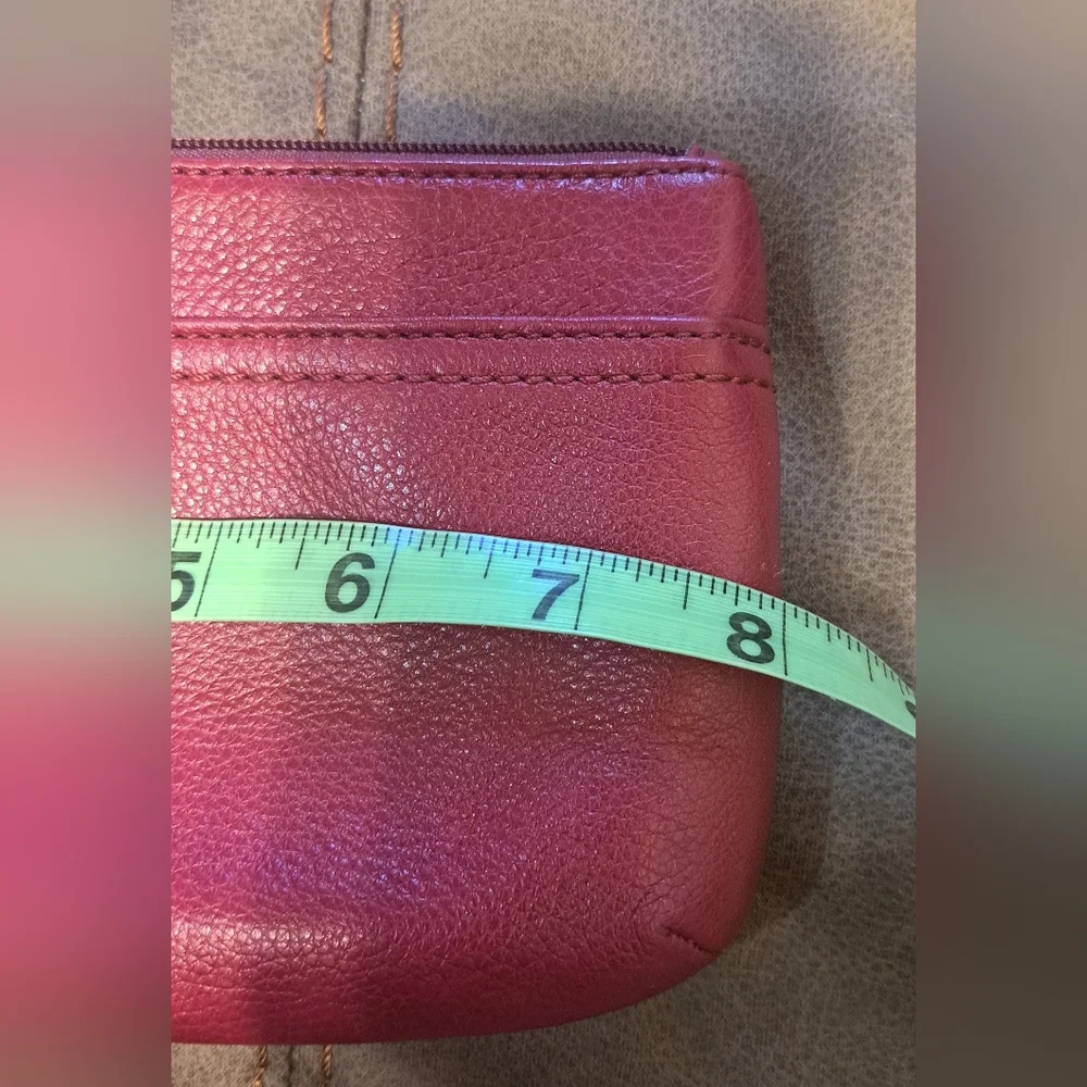 Red Coach Leather Wristlet Logo Tag Office School Work Church NWOT